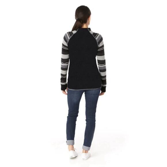 SMARTWOOL Dacono Ski Full Zip Sweater XS Black Grey Stripe Merino Wool Blend EUC - Picture 4 of 9